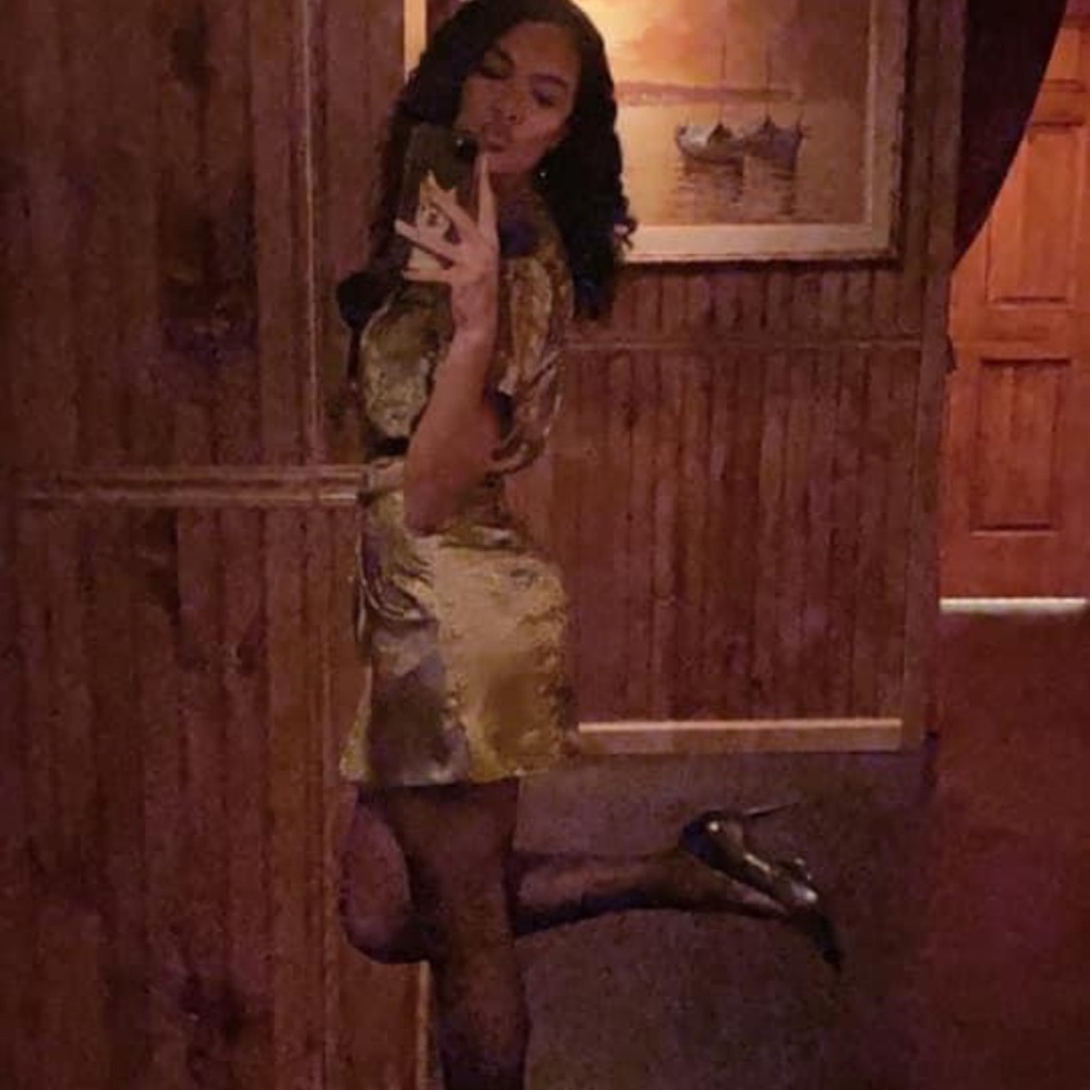 ZARA Metallic Mini Dress with Tie front detail